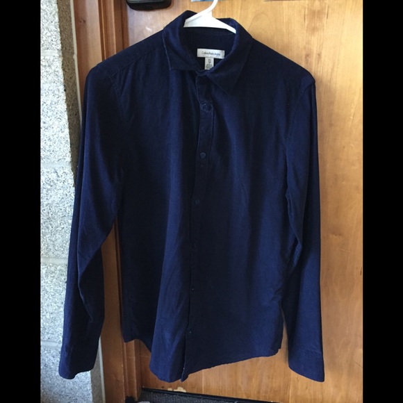 Calvin Klein Navy collared Corduroy Shirt - Picture 1 of 3